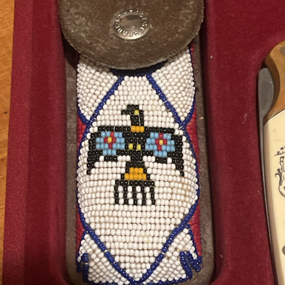 Cuchillo SCHRADE U.S.A. TB-1 Thunderbird Scrimshaw Lockback con funda *DE COLECCIÓN* Foto 3 de 4