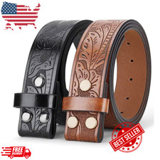 Western Belt Handmade Strap Men's Full Grain Leather No Buckle Cowboy Rodeo Belt