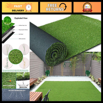 High-Density 1.38'' Pile Artificial Grass Turf 5FTx10FT - Realistic Pet-Friendly
