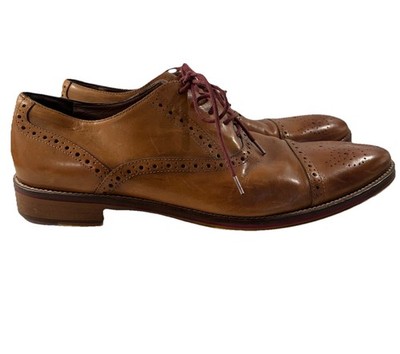Johnston & Murphy Mens Size 13 M Conrad Captoe Oxford Brown Leather Dress Shoe