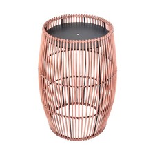 Garden Table Outdoor Small Bamboo Side Table with Iron Tabletop Brown Teamson
