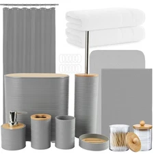 Bathroom Accessories Set, 25PCS Bathroom Set with Shower Curtain Set and Rugs...