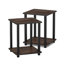 Furinno Simplistic End Table, Set of Two, Columbia Walnut/Black