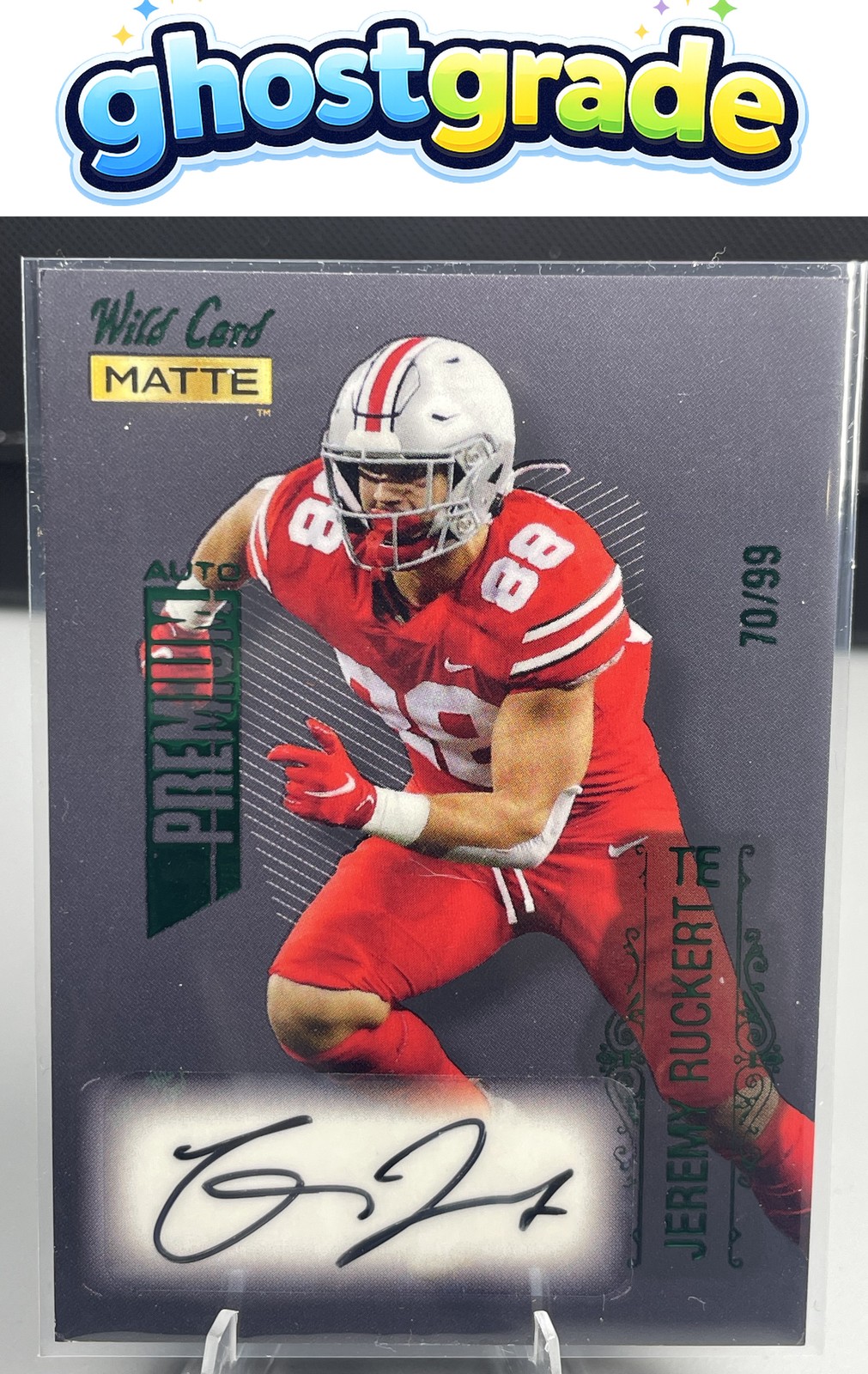 Jeremy Ruckert Wild Card Matte Black Draft Pick Premium Autographs #MBA Green Foil