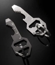 1 Keychain Bottle Opener Multi Tool, 100% Stainless , Silver Only