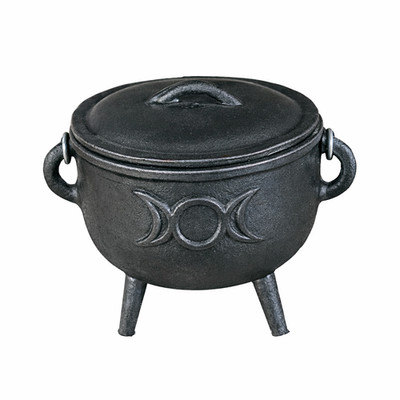 Cast Iron Cauldron 4.5'' with Lid & Handle for Smudging Spells Rituals