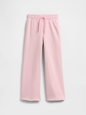 Gap Kids Girls Relaxed Wide Leg Sweatpants Light Pink Drawstring Fleece Pants