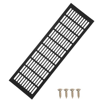 20 x 6 Inch Door Air Vent Cover Grille Ventilation Cover with Screw, Black