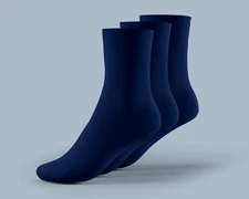 3-Pack Men’s Half Cushioned Egyptian Cotton Socks – Solid Navy Luxuriousness