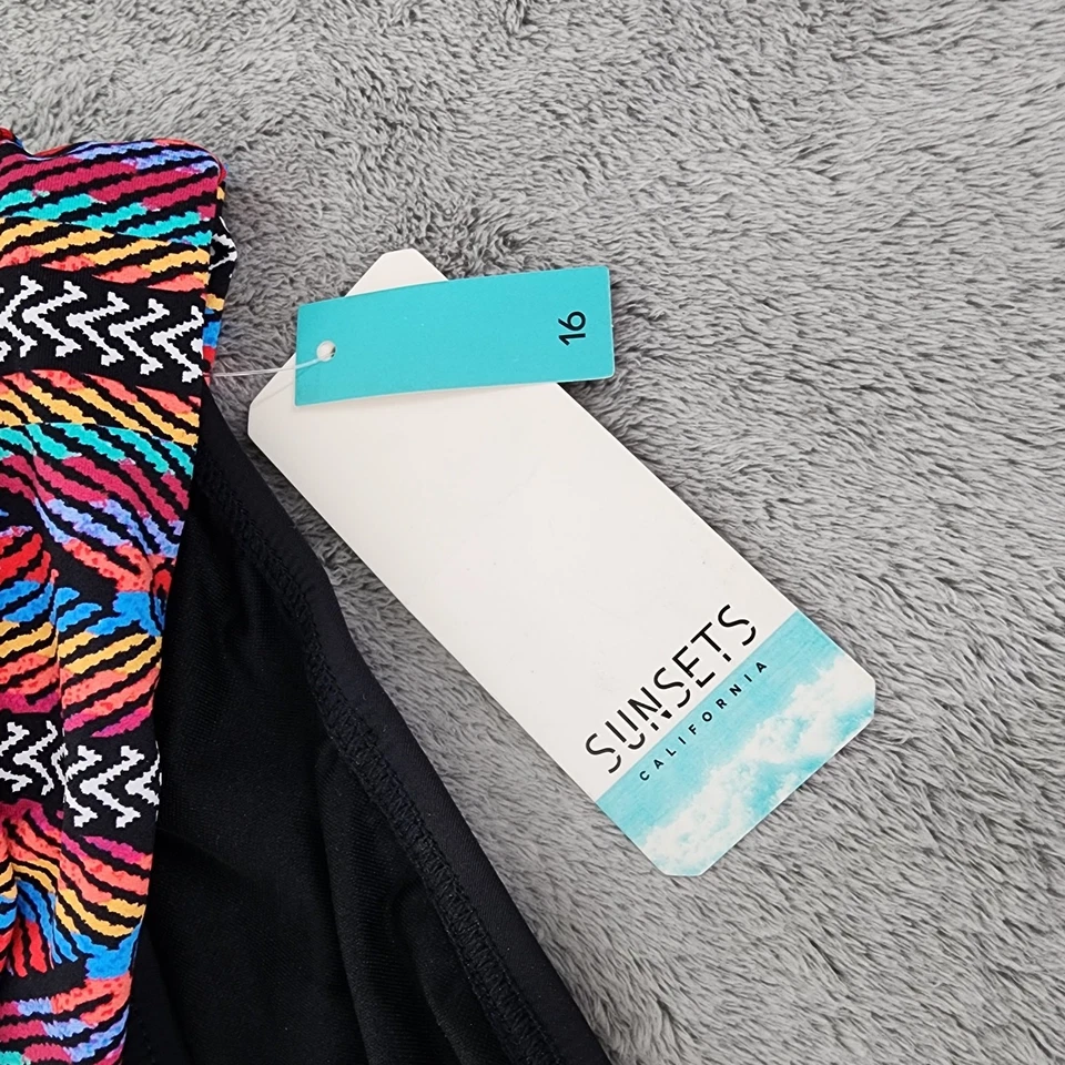 NEW Sunsets Unforgettable Bikini Bottoms Size 16 Multi Playa Stripe Hipster - Image 3 of 4