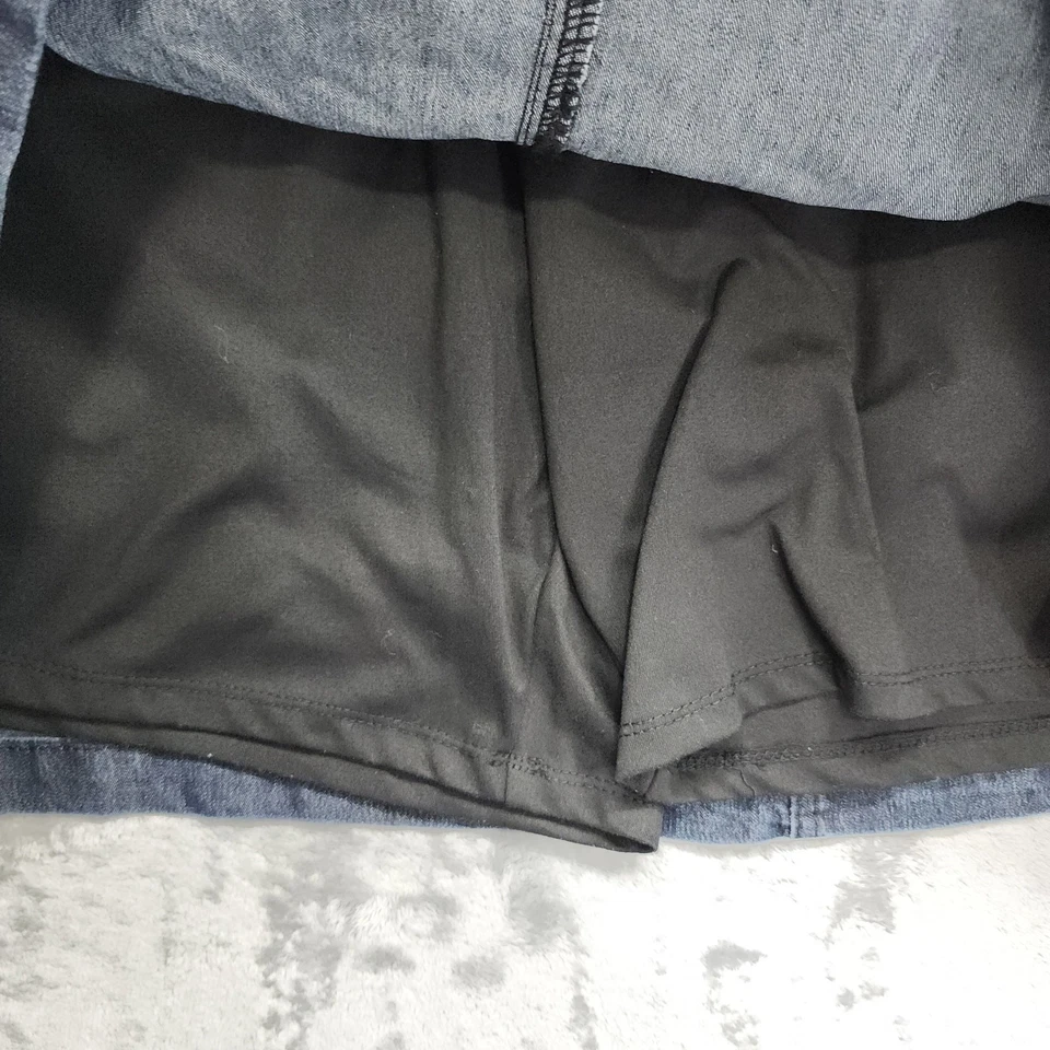 Lee Riders Skort 女式 26W 蓝色弹力牛仔迷你内置短裤休闲  — 第 2/4 张图片