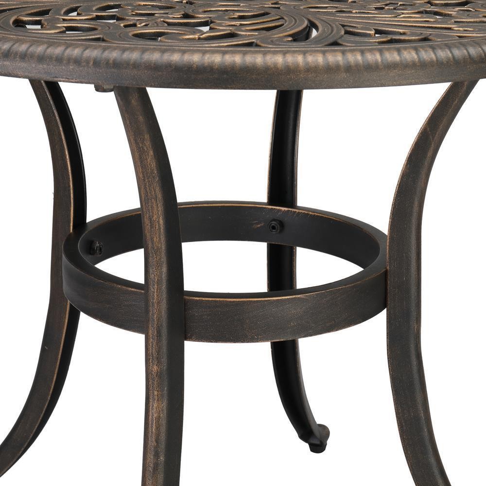 Outdoor Patio Round Dining Table Cast Aluminum All-Weather W/ Umbrella Hole