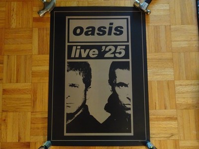 Official Oasis Live '25 Gold Half Faces poster print pop-up store