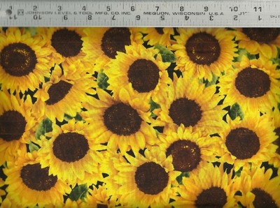 Timeless Treasures Allover Realistic Sunflowers 100% Cotton Quilt Fabric BTY