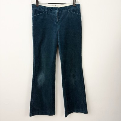VINTAGE Express Editor Velvet Low Rise PANTS 8 Y2K Bootcut Dress Teal Blue