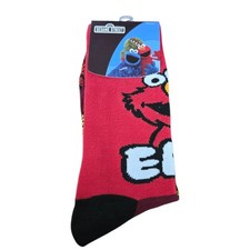 Sesame Street ELMO and Crayons Crew Socks Size 8-12 Unisex Adult Red NWT