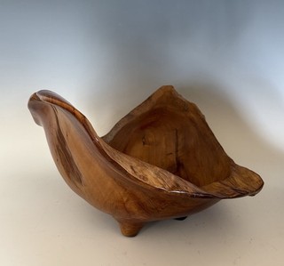 Hand Carved Burl Wood Bowl Live Edge Free Form Rustic Large Centerpiece