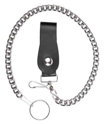 Mens 18 Inch Biker Styled Wallet Chain Nickel Finish & Genuine 