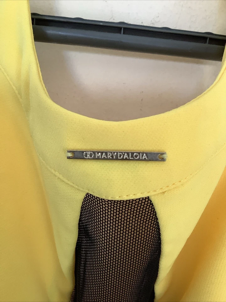 Mary Daloia  6 Yellow Halter Pleated Wide Legged Jumpsuit Miami Semi Sheer - Image 2 of 4