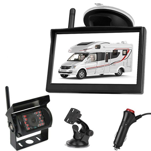 Wireless IR Waterproof Reverse Camera with 5" LCD Monitor for RVs Truck Caravan - Picture 1 of 24