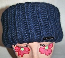 New Nautica Blue Ribbed Knit Fleece Lined Headband Ear Warmer Womens One Size