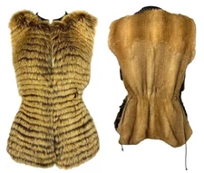 NWT Roberto Cavalli Arctic Fox & Weasel Fur Cinched Vest Jacket Top