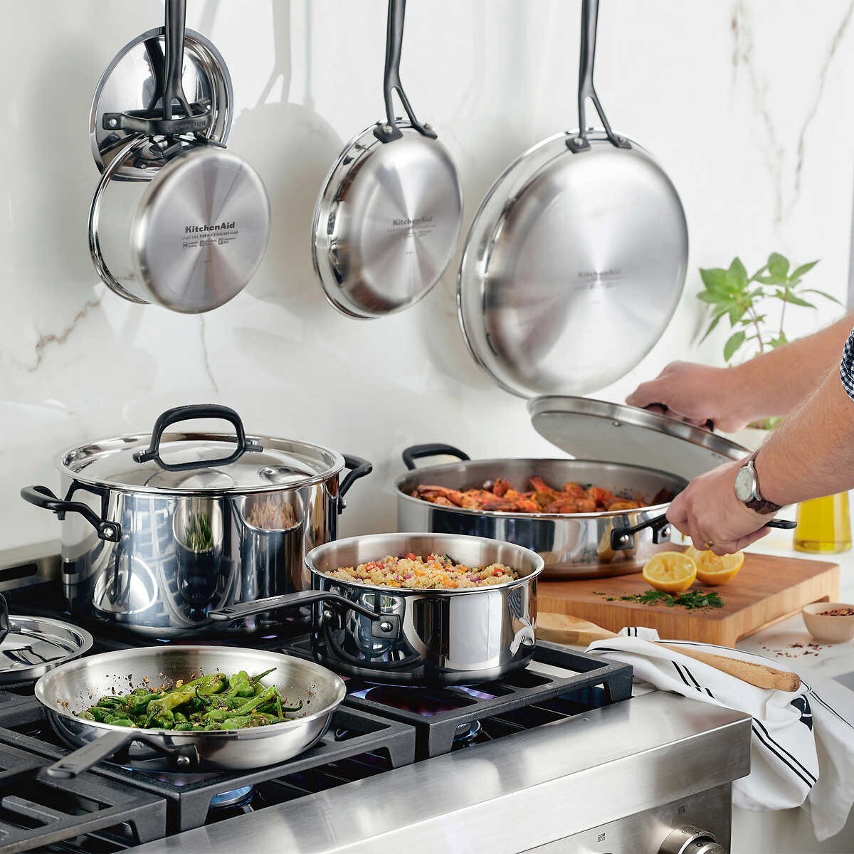 KITCHENAID COOKWARE POTS AND PANS SET STAINLESS STEEL INDUCTION COOKING