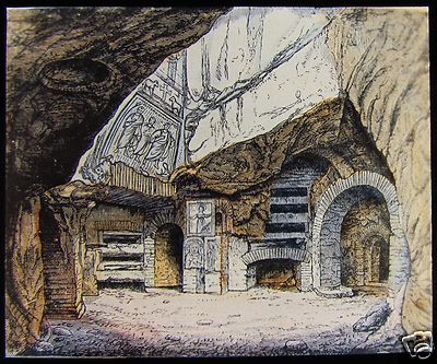 Glas Magische Laterne Dia CRYPT OF ST CECLILA ROME C1910 ITALIEN 