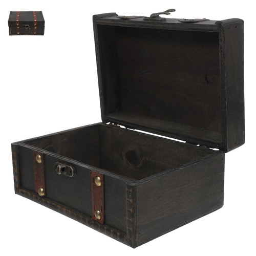 Small Wooden Treasure Chest Rectangular Wood Storage Box With Lid