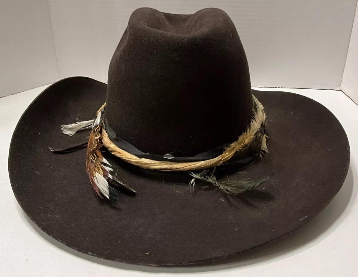 Vintage American Hat Company Maxi-Felt Dark Brown Pure Wool Cowboy Hat 7-1/4 Vgt AMERICAN HAT CO Maxi-Felt Black Wool Cowboy Hat Houston  main image 4