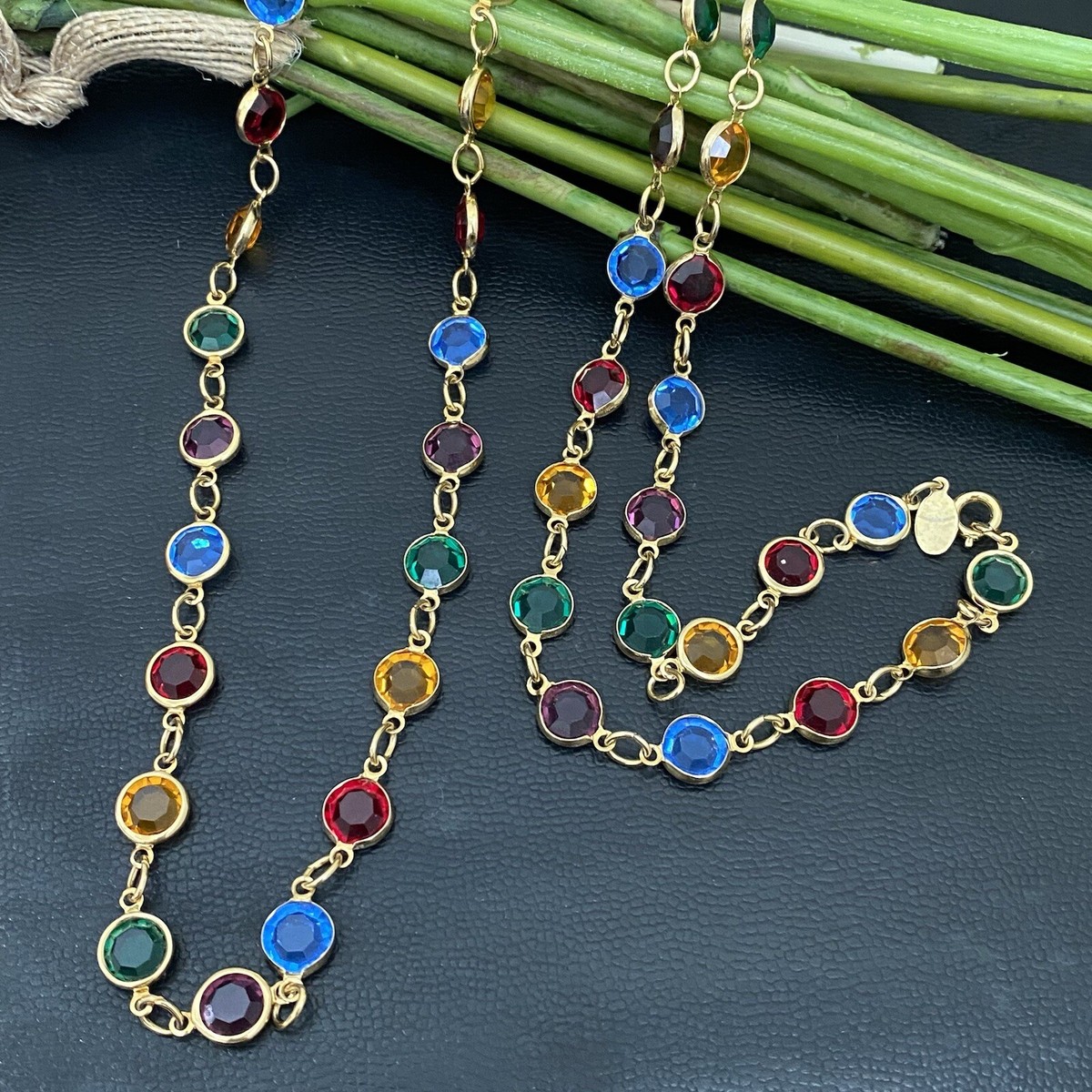 Vintage AUSTRIAN CRYSTAL USA Multicolored Bezel Crystals 35