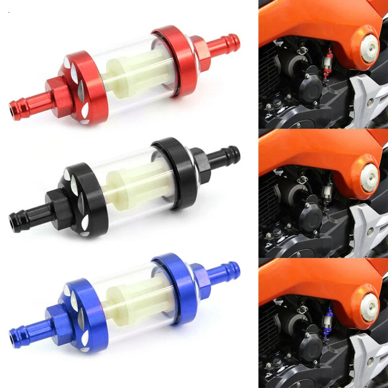 Universal Petrol Inline Fuel Filter Dirt Motorcycle Part Fit 8mm Pipes Red- - Image 2 of 4