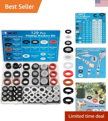 Versatile 129-Piece Plumbing Gasket and Washer Kit with Storage Box