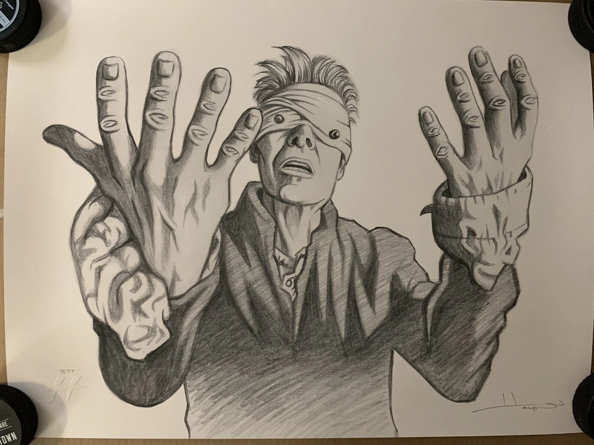 DAVID BOWIE POSTER LAZARUS SKETCH TEST PRINT JUSTIN HAMPTON SIGNED  BLACKSTAR | eBay
