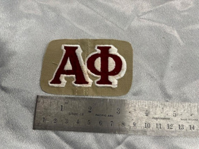 Alpha Phi Embroidered Greek Letters on Khaki Background  FREE SHIP