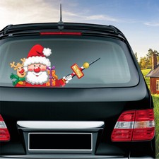 Christmas Car Decoration Santa Snowman Reindeer Waving Decal for Car Rear Wiper