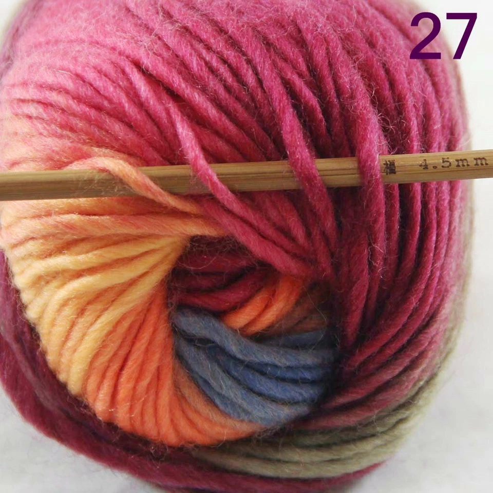 Hot 2Ballsx50g Multi Color Soft Thick DIY Knitting Knitwear Woolen Sock Yarn 27 - Image 2 of 4