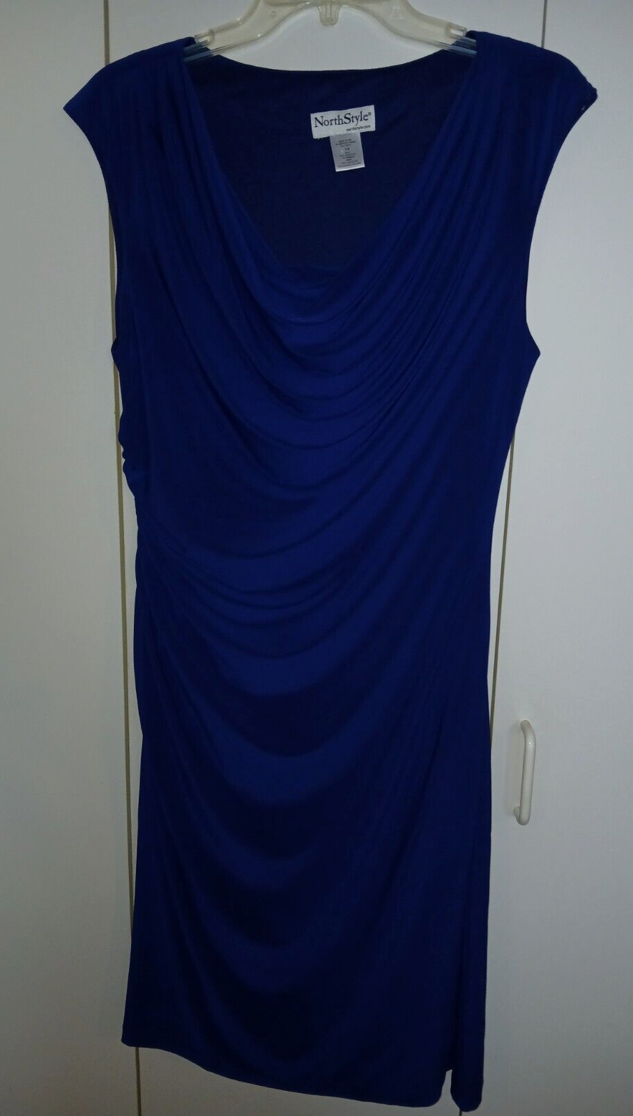 NORTH STYLE LADIES SLEEVELESS KNIT PULLOVER RUCHED DRESS-14-NWOT