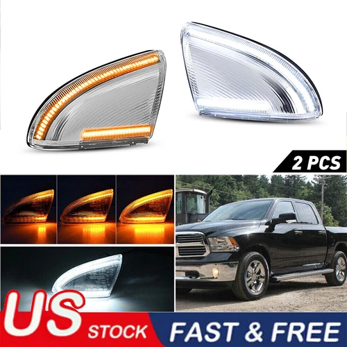 Sequential LED Mirror Turn Signal Puddle Light For 2009-2018 Dodge Ram 1500 2500
