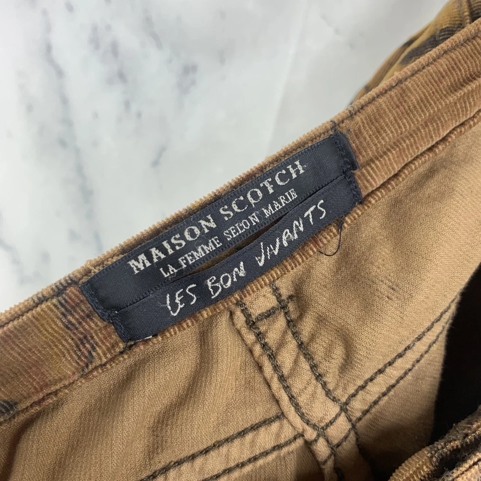 Army Maison Scotch Y2k Pants Brown Corduroy Womens Sz 25 Low Rise Les Hilton - Image 2 of 4