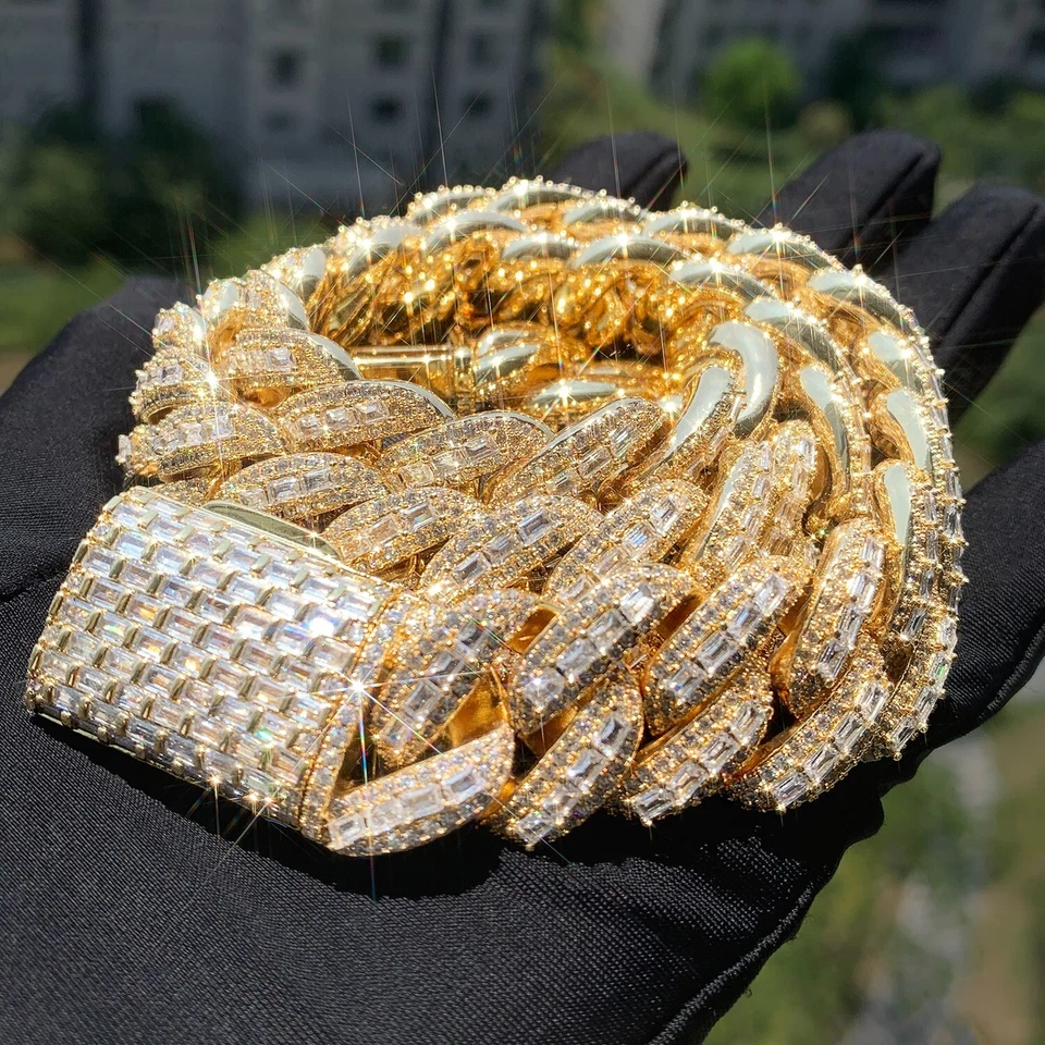 Pulsera Collar Cadena Cubana 20MM 5AAA+ CIRCONITA CÚBICA Baguette Hop Hip Ice Out Miami Foto 2 de 4