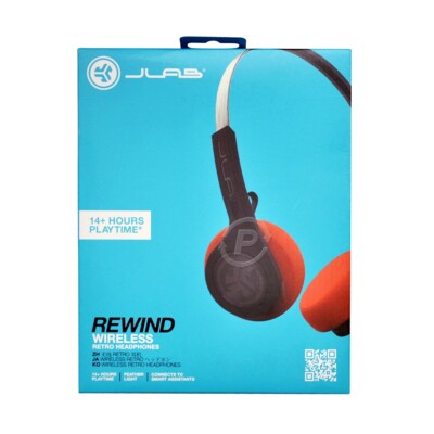Genuine JLab Rewind Wireless Retro Headphones Bluetooth Headsets 14 Hrs Playtime