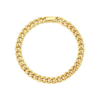 Men's 6mm Gold Plated Stainless Steel Inch Curb Chain Bracelet  UK