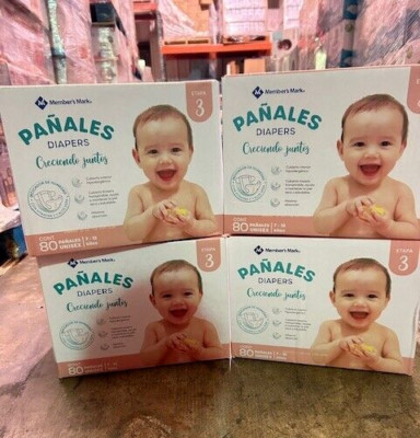Member's Mark Baby Diapers Size 3 (16-28 Pounds), 320 Ct, Boxes Are In Spanish