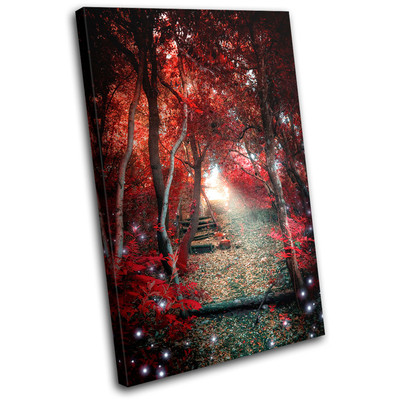 Mystical Forest Trees Landscapes SINGLE CANVAS WALL ART Picture Print VA