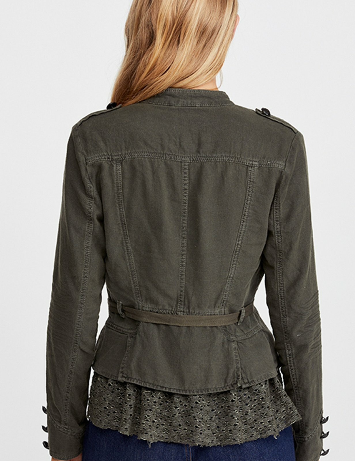 Green Military Femme Lace Emilia Jacket 