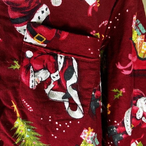 NWT Women’s Wondershop XXL Pajama Top Christmas Red Santa Button Up - Picture 3 of 11