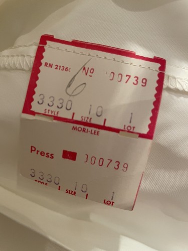 80er Jahre Spitze Brautkleid kurz wadenlang gewellter Saum Mori Lee Morilee Größe 10 - Bild 7 von 7
