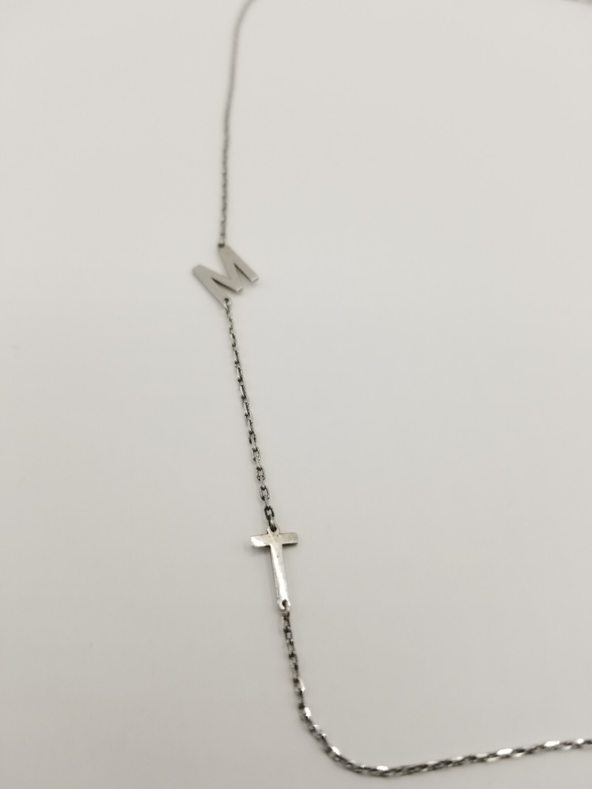 Sterling Silver Off Centered Sideways Initials 'M… - image 3