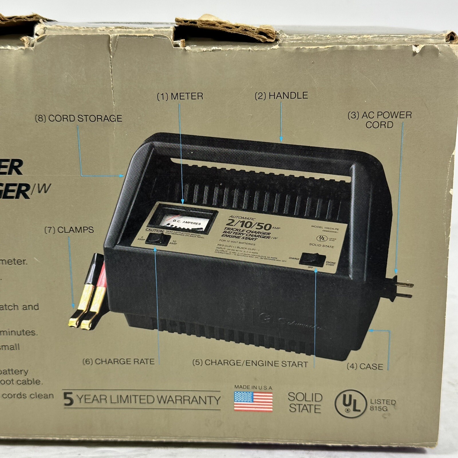 Schumacher 2/10/50 Amp Battery Charger Starter Model 1052A Fast